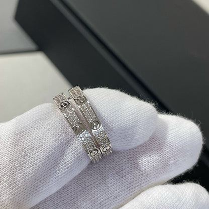 Pomuse LOVE DIAMOND SILVER HOOP EARRINGS
