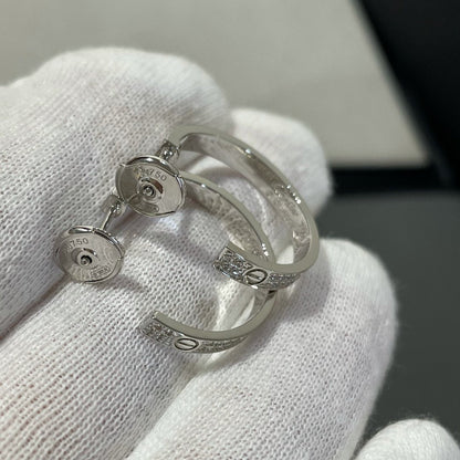 Pomuse LOVE DIAMOND SILVER HOOP EARRINGS