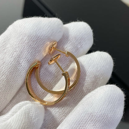 Pomuse LOVE DIAMOND PINK GOLD HOOP EARRINGS