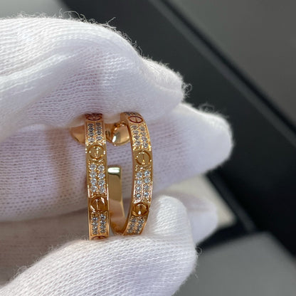 Pomuse LOVE DIAMOND PINK GOLD HOOP EARRINGS