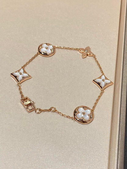 Pomuse STAR AND SUN 5 MOTIF MOP PINK GOLD BRACELET
