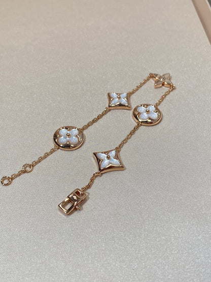 Pomuse STAR AND SUN 5 MOTIF MOP PINK GOLD BRACELET