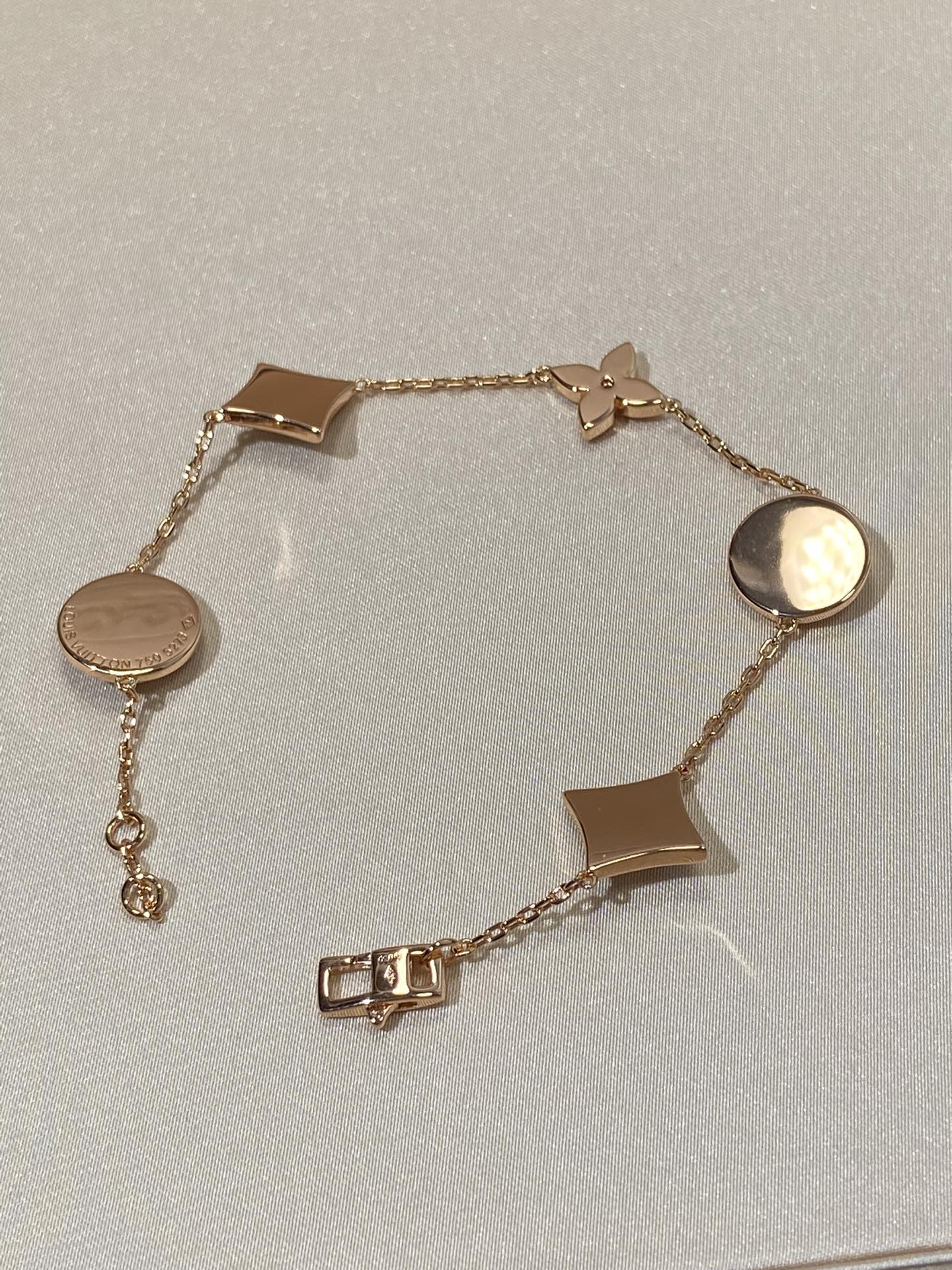 Pomuse STAR AND SUN 5 MOTIF MOP PINK GOLD BRACELET