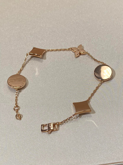 Pomuse STAR AND SUN 5 MOTIF MOP PINK GOLD BRACELET