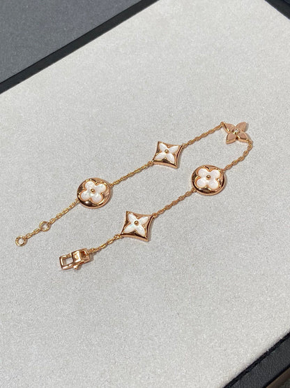 Pomuse STAR AND SUN 5 MOTIF MOP PINK GOLD BRACELET