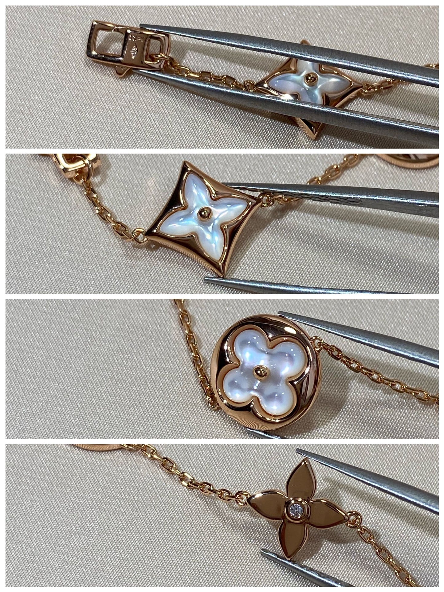 Pomuse STAR AND SUN 5 MOTIF MOP PINK GOLD BRACELET