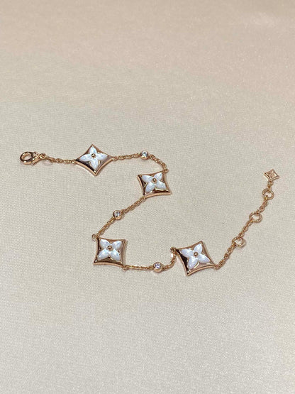 Pomuse STAR 4 MOTIF MOP DIAMOND PINK GOLD BRACELET