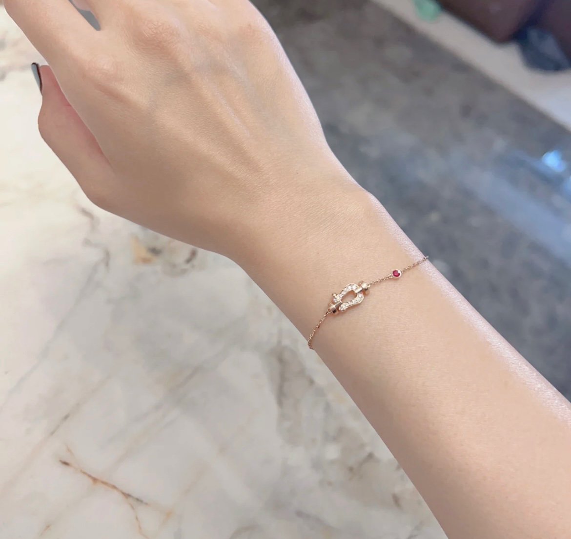 Pomuse FORCE 10 DIAMOND CHAIN LINK PINK GOLD BRACELET