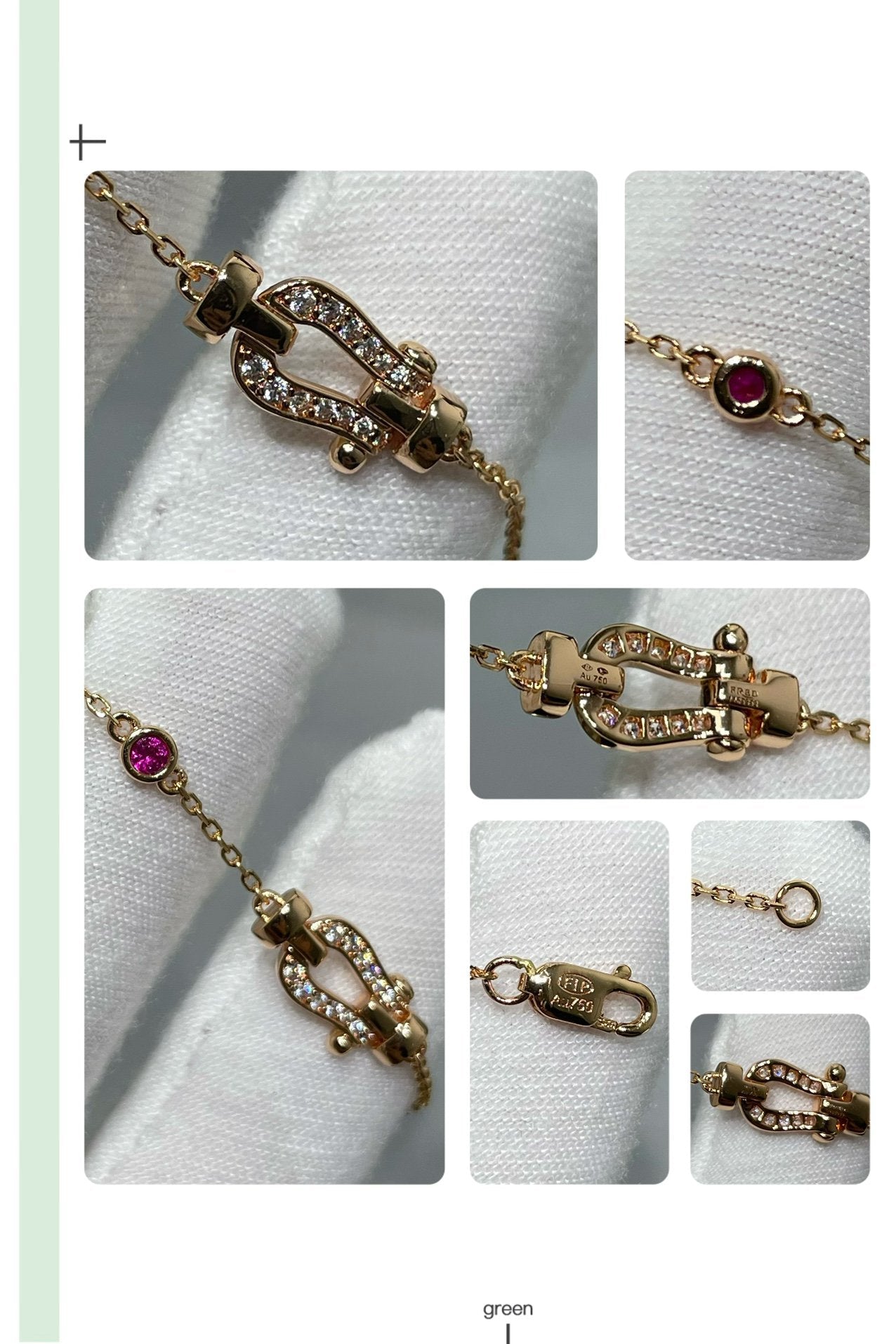 Pomuse FORCE 10 DIAMOND CHAIN LINK PINK GOLD BRACELET