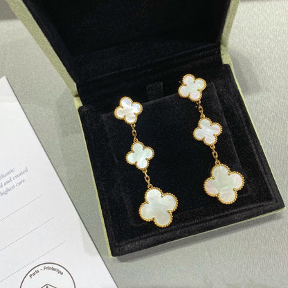 Pomuse CLOVER MOP 3 MOTIFS GOLD EARRINGS