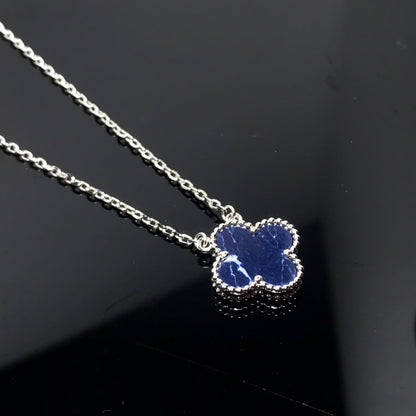 Pomuse CLOVER PIETERSITE SILVER LONG NECKLACE