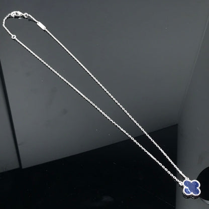 Pomuse CLOVER PIETERSITE SILVER LONG NECKLACE
