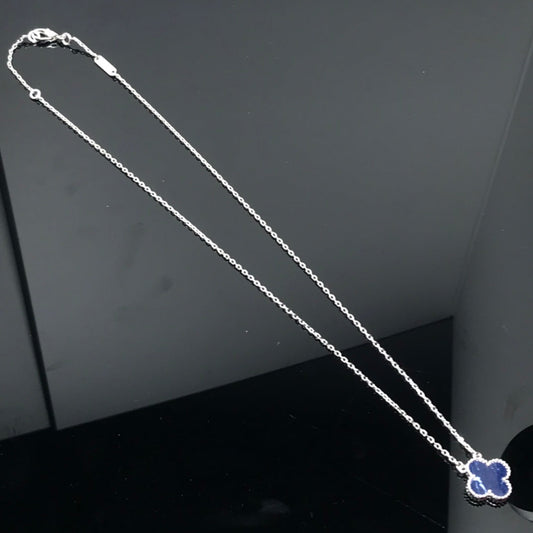 Pomuse CLOVER PIETERSITE SILVER LONG NECKLACE