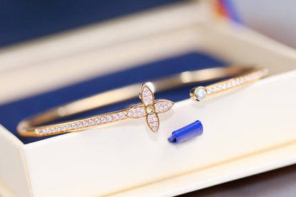 Pomuse IDYLLE PINK GOLD OPEN BRACELET DIAMOND PAVED