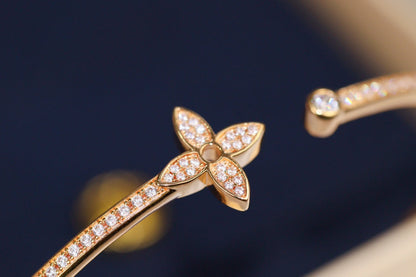 Pomuse IDYLLE PINK GOLD OPEN BRACELET DIAMOND PAVED