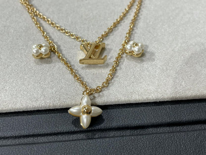 Pomuse FLOWERGRAM GOLD MOP DOUBLE ROW NECKLACE