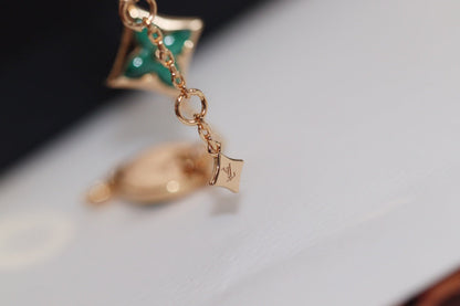 Pomuse STAR AND SUN 4 MOTIF PINK GOLD MALACHITE BRACELET