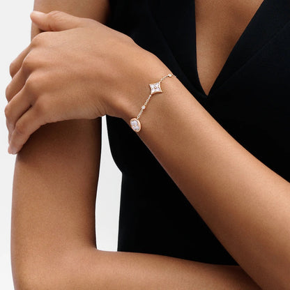 Pomuse STAR AND SUN 4 MOTIF WHITE MOP PINK GOLD BRACELET