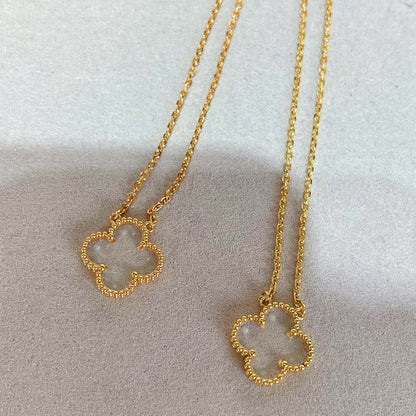 Pomuse CLOVER ROCK CRYSTAL ROSE GOLD NECKLACE