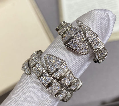 Pomuse SERPENTI LARGE RING SILVER DIAMOND PAVED