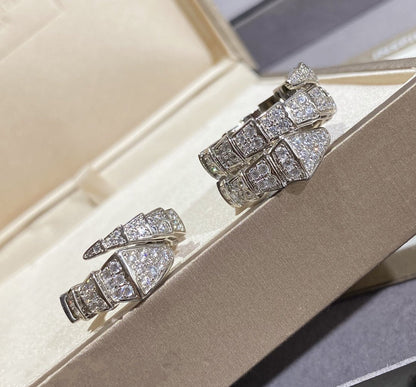 Pomuse SERPENTI LARGE RING SILVER DIAMOND PAVED