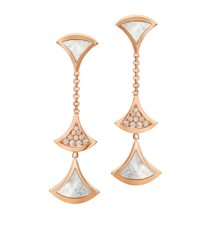 Pomuse DREAM EARRINGS 3 MOTIFS DIAMOND MOP PINK GOLD