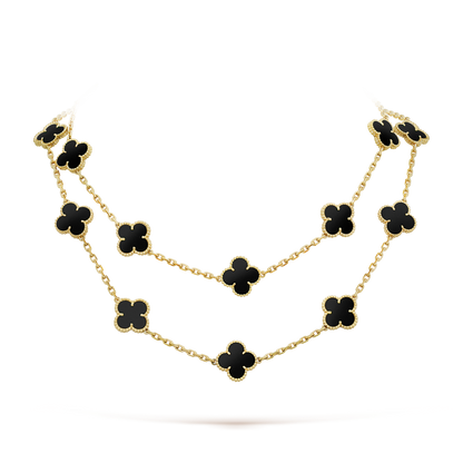 Pomuse CLOVER 20 MOTIFS ONYX NECKLACE