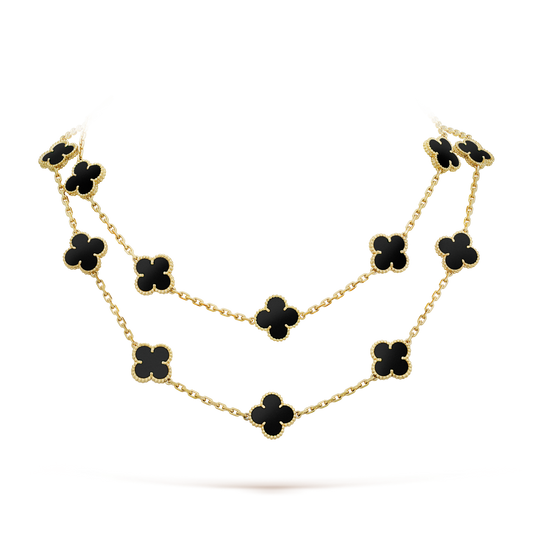 Pomuse CLOVER 20 MOTIFS ONYX NECKLACE