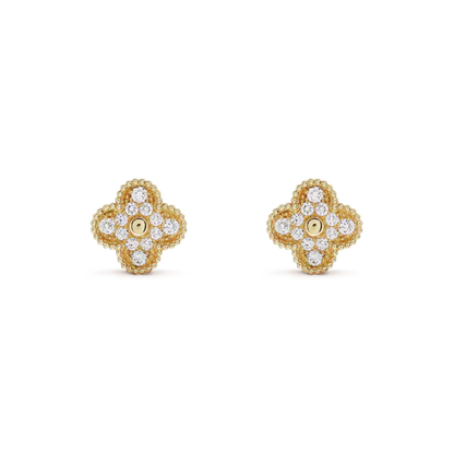Pomuse CLOVER MEDIUM 1 MOTIFS FUll DIAMOND EARRINGS