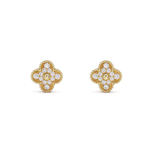Pomuse CLOVER MEDIUM 1 MOTIFS FUll DIAMOND EARRINGS