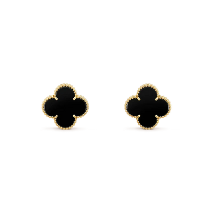 Pomuse CLOVER MEDIUM 1 MOTIFS  ONYX STUD EARRINGS
