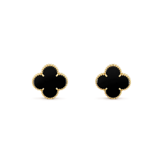 Pomuse CLOVER MEDIUM 1 MOTIFS  ONYX STUD EARRINGS