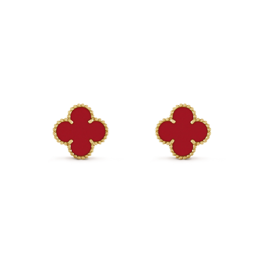 Pomuse CLOVER MINI 9.5MM CARNELIAN EARRINGS