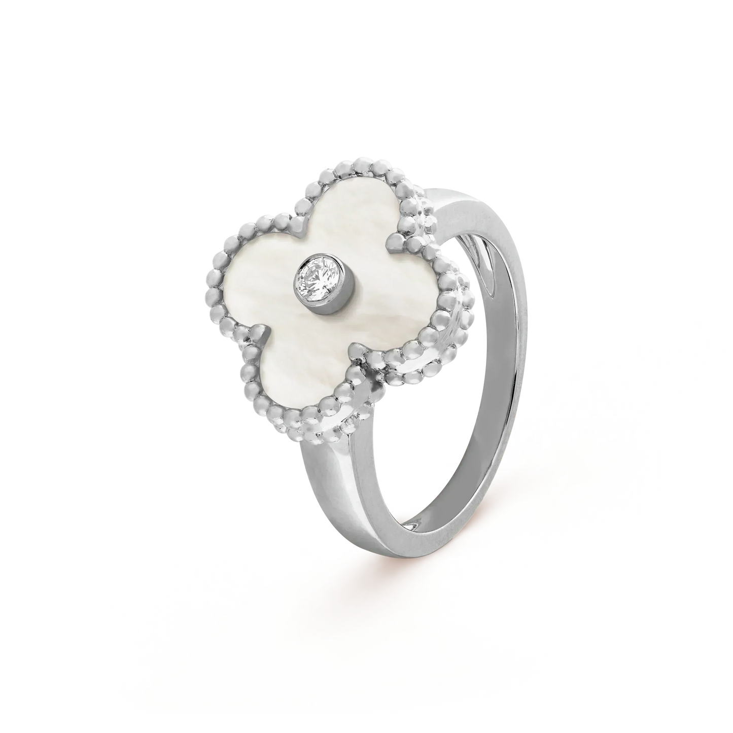 Pomuse CLOVER SILVER MOP DIAMOND RING
