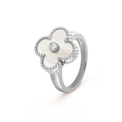 Pomuse CLOVER SILVER MOP DIAMOND RING