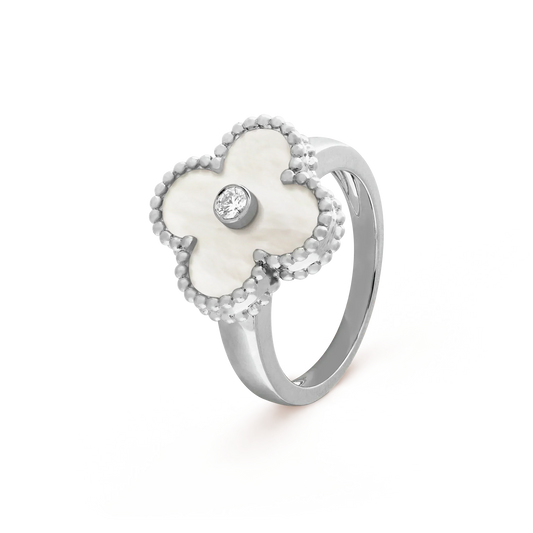 Pomuse CLOVER SILVER MOP DIAMOND RING