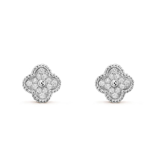 Pomuse CLOVER MINI DIAMOND STUD EARRINGS