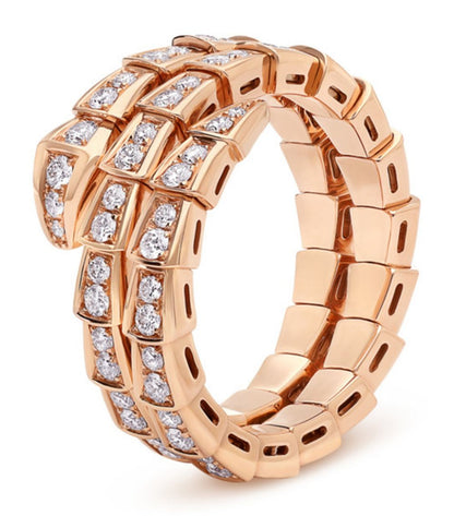 Pomuse SERPENTI RING PINK GOLD DIAMOND DOUBLE ROW