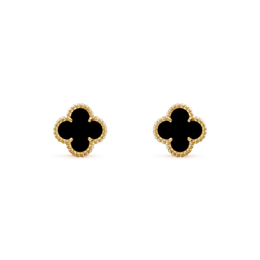 Pomuse CLOVER MINI 9.5MM BLACK MOP EARRINGS