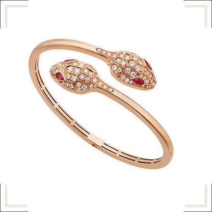 Pomuse SERPENTI BRACELET PINK GOLD DIAMOND DOUBLE SNAKE
