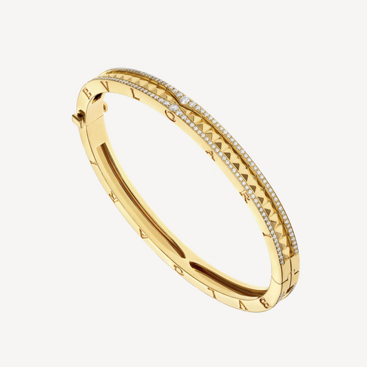 Pomuse ZERO 1 SPIRAL AND PAVED DIAMOND GOLD BRACELET