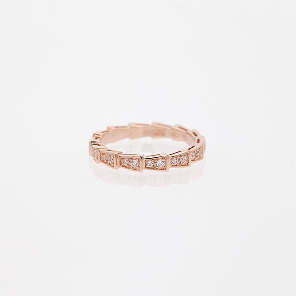 Pomuse SERPENTI RING PINK GOLD DIAMOND PAVED 3MM