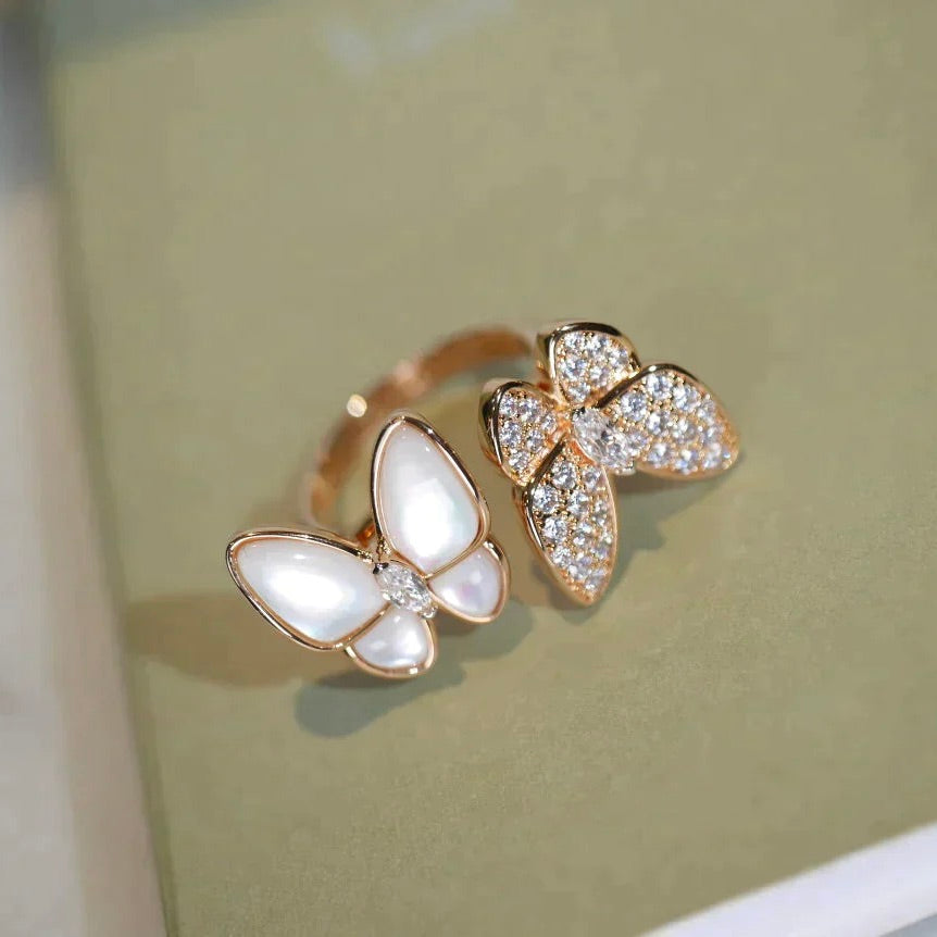 Pomuse TWIN BUTTERFLY DIAMOND MOP RING