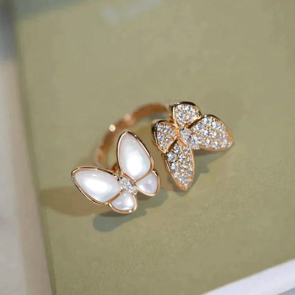 Pomuse TWIN BUTTERFLY DIAMOND MOP RING