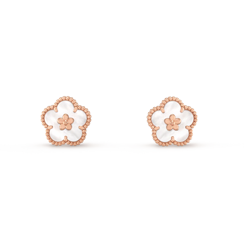Pomuse LUCKY PINK GOLD WHITE MOP EARRINGS