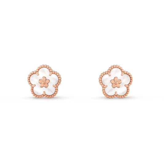 Pomuse LUCKY PINK GOLD WHITE MOP EARRINGS