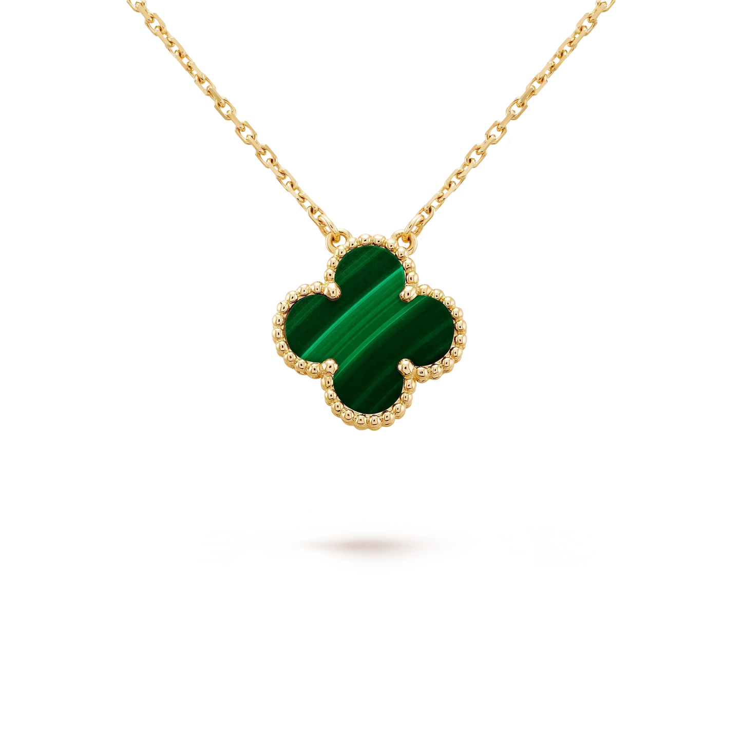 Pomuse CLOVER 15MM MALACHITE SINGLE FLOWER  NECKLACE