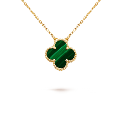 Pomuse CLOVER 15MM MALACHITE SINGLE FLOWER  NECKLACE
