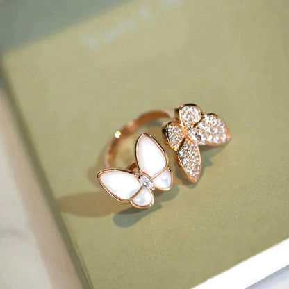 Pomuse TWIN BUTTERFLY DIAMOND MOP RING