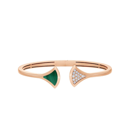 Pomuse DREAM BRACELET OPEN MALACHITE PINK GOLD
